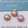 Rainbow plated resin cupcake animal charms for DIY crafts and hair clips, 25mm size - Reindeer Basket