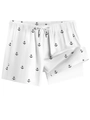 Detail of 2-in-1 men's quick-dry swim shorts with anchor print and elastic liner - XS / Bottoms / White (Anchor Print)
