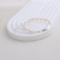 Minimalist freshwater pearl bracelet with silver rectangular beads and adjustable lobster clasp - 16# Small Silver Geometric Bracelet