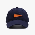 Quick-dry navy blue grid baseball cap featuring an orange embroidered S logo patch - Adjustable / Navy Blue