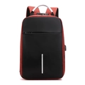 Mochila antirrobo de negocios para portátil con puerto USB en contraste de rojo y negro - Rojo