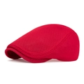 Red mesh breathable newsboy cap for summer featuring a durable polyester duckbill design - Adjustable / Red