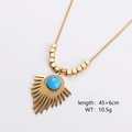 Detail van vintage ketting met blauwe steen zun hanger en gouden schakelketting - Goud (Blauwe Turkoois Textuur)