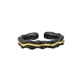 Bague ajustable en argent S925 avec texture de roche noire et insert doré élégant - Ouvert Réglable / Noir + Or