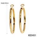 Polished gold stainless steel hoop earrings with 50mm diameter and minimalist spherical design - 50mm / Gold