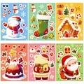 Set di 6 adesivi natalizi fai-da-te con Babbo Natale, pupazzo di neve e renna - Set di 6 fogli di adesivi a tema natalizio (T01042112)