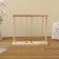 Natural wood necklace display stand featuring twelve light gold metal storage hooks - Natural Wood Color Double-Sided (24 Hooks)