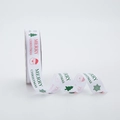 White Christmas ribbon roll with red green Merry Christmas text and festive patterns - 2.5cm White Ribbon 20 Yards