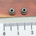 Pair of 8mm silver metal spacer beads with textured dots for DIY jewelry making - Dotted Texture Spacer Bead