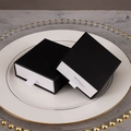 Minimalist black and white drawer jewelry box with satin ribbon pull handle - Black+White