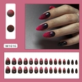 Glossy red and black gradient almond press-on nails with cat eye shimmer finish - Rose Red Gradient Style (W1616)