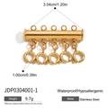 Cierre de collar de múltiples hilos en acero inoxidable dorado, resistente e hipoalergénico - Conector Dorado de 5 Filas (JDP0304001-1)