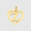 Golden heart-shaped stainless steel pendant with letter Z filigree design - Letter Z