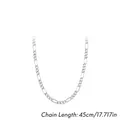 45cm silver Figaro chain necklace in S925 sterling silver with minimalist link design - 45cm Length