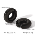 Detailed dimensions of black polished hollow hoop earrings with weight and size info - Black Polished Style (HC-E10001-BK)