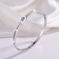 【63】curved Zircon Bangle - Steel Color