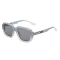 Square aviator sunglasses with blue gradient frame and silver metal hinge detail - Grey Blue Gradient Frame Grey Lens