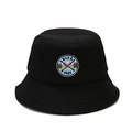Black cotton bucket hat with Wild and Free mountain embroidery on a clean white background - M (56-58cm) / Black