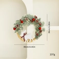 30cm Christmas wreath with pine cones and white reindeer ornament on rattan base - Reindeer 30cm