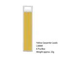 Pack of six 2.8mm yellow deep hole carpenter pencil refills in a clear hanging case - Yellow Lead Refills (6 Pcs/Box)