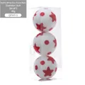 Red and white star patterned foam Christmas balls 3-pack in a clear 8cm box - Style K-Red and White Star/Dot Pattern Foam Balls 3Pcs / Diameter 8cm