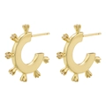 Dettaglio degli orecchini a C in rame placcato oro con accenti radiali di zirconi - VE944 Stella Radiale Forma a C / Oro