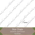Star shaped stainless steel chain link 6x12mm silver color for DIY jewelry making - Pentagram Star Chain 6x12mm 1m