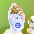 Blue Cinnamoroll camera keychain with a rotating Smile dial and gold bell charm - Camera Game Console - Blue
