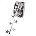 Silver star-shaped wire garland ribbon on spool for Christmas DIY floral decoration - Double Layer Star Silver 10m