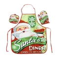 3-piece Christmas kitchen set featuring Santa diner apron, oven mitt and pot holder - Letter Santa