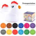 Passendes Eier-Spielzeugset mit Hennen-Aufbewahrungsbox und 12 Verkehrsmittel-Puzzles - Verkehrs-Stil