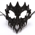 Macro detail of black dragon demon cosplay mask with intricate skeletal bone textures - Plastic / Dragon God Black
