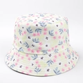 Détail du chapeau bob à fleurs montrant la texture de la toile et les coutures - M(56-58cm) / Floral Rose Blanc Beige (09#)