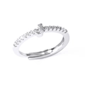 Silver open ring with 18k gold plating featuring a sparkling crystal number 7 design - Letter J