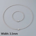 Ensemble chaîne en acier inoxydable argenté 3,5mm avec collier et bracelet assorti - Largeur de Chaîne 3.5mm (Couleur Acier)