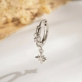 Silver star hoop earring with cubic zirconia pendants and sparkling star-shaped charms - Single Star Zirconia Pendant Hoop Style (DZ017-5#)