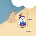 Ghost wizard charm in white and purple with gold plating for Halloween jewelry making - Magic Ghost (C) / 10 Pieces Pack