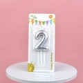 Sparkling silver number 2 birthday candle with galaxy gradient for party cake - Number 2 / Silver