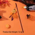 Bacchetta per gatti di Halloween con testa di zucca in peluche e piume arancioni - Giocattolo di Halloween Zucca Gialla