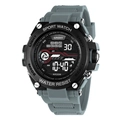Digital sport watch for men with gray resin strap and black water-resistant case - Gray