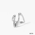 Irregular wavy geometric ring in silver 316 stainless steel with a polished finish - Minimalist Wave Streamline Style (Silver B578)