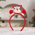 Christmas reindeer headband in red velvet with plush elk, striped scarf and small gloves - Light-up Christmas Headband (Deer)
