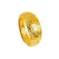 Gold plated ring with embossed Fu character and cloud pattern in open band design - Fu Blessing (J2312)