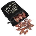 Brown crystal stone runes set with a black Runes zipper pouch and gold engraving - Red Jasper
