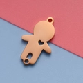 Ciondolo ragazzo in acciaio inossidabile lucido oro rosa con cuore traforato e doppi anelli - Oro rosa