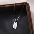 Minimalist silver S925 square pendant necklace with letter Y on a box chain - Letter Y / Silver