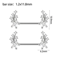 Star-shaped stainless steel nipple rings with clear cubic zirconia in 1.2x11.8mm bar size - Style 5-Star Cluster