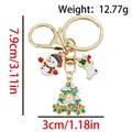 Christmas keychain with colorful snowman, tree and stocking charms on gold metal - ER1799-Christmas Tree Snowman Sock 8-shape Keychain
