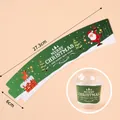 Pack of 10 Christmas green paper cup holders with Santa Claus and reindeer patterns - 10 Pieces / Cup Sleeve Green Merry Christmas