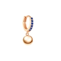 Rose gold S925 silver hoop earring with blue zircons and solid round ball pendant - Round Ball / Rose Gold